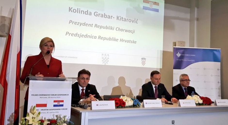 Prezydent Chorwacji chce intensywnej współpracy gospodarczej z Polską
