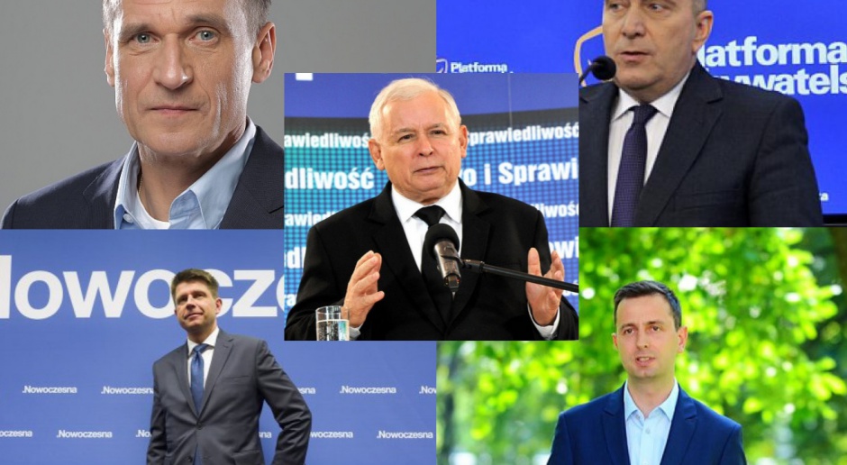 Kaczyński, Schetyna, Kukiz, Petru i Kosiniak-Kamysz: Jak są postrzegani liderzy partii politycznych?